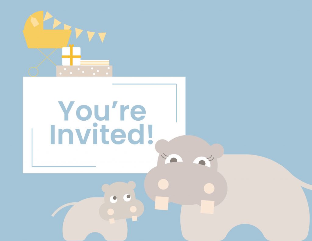 Baby Shower Invitation Wording with a hippo Webbabyshower