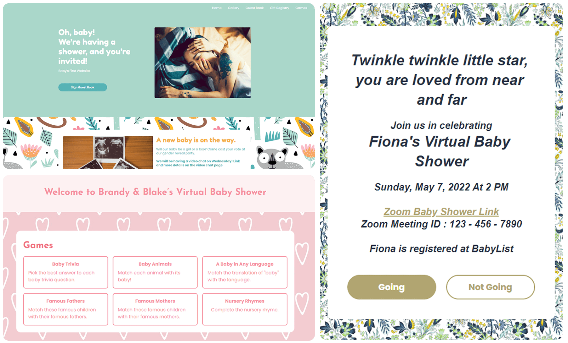 webbabyshower long distance baby shower features collage