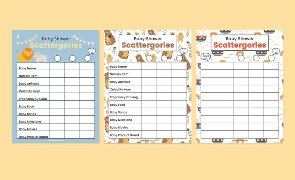 webbabyshower scattergories versions