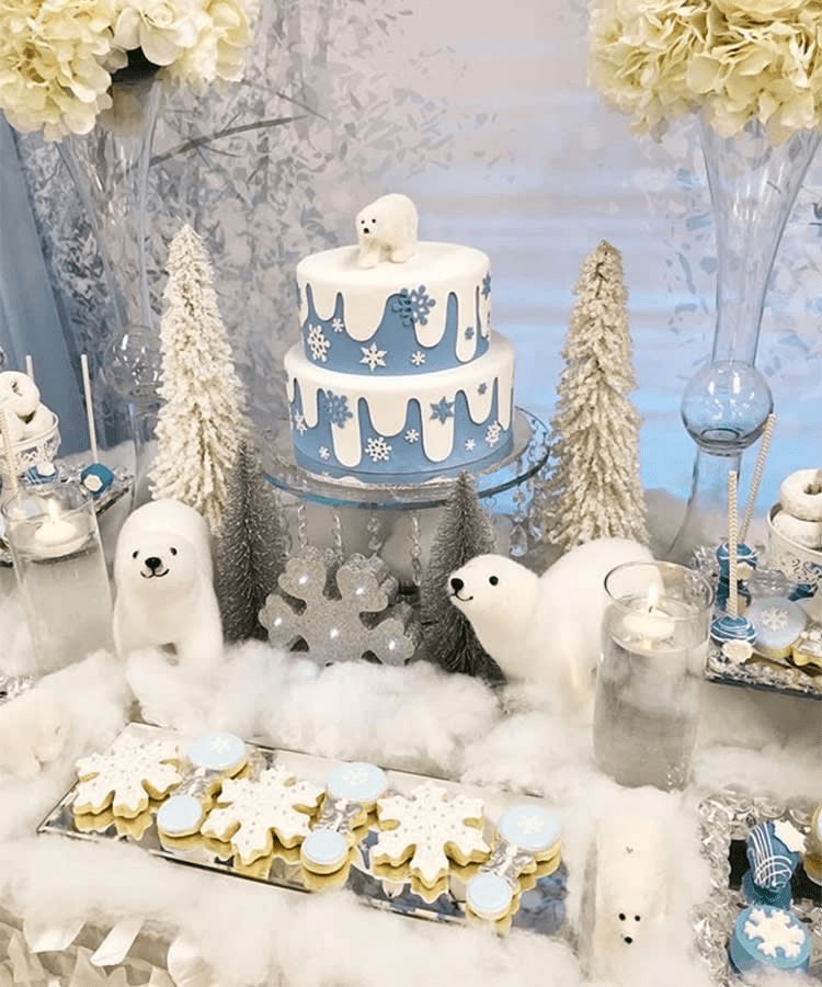 winter baby shower polar bear theme decoration