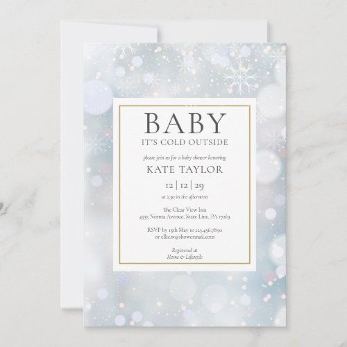 winter baby shower white christmas theme invitation