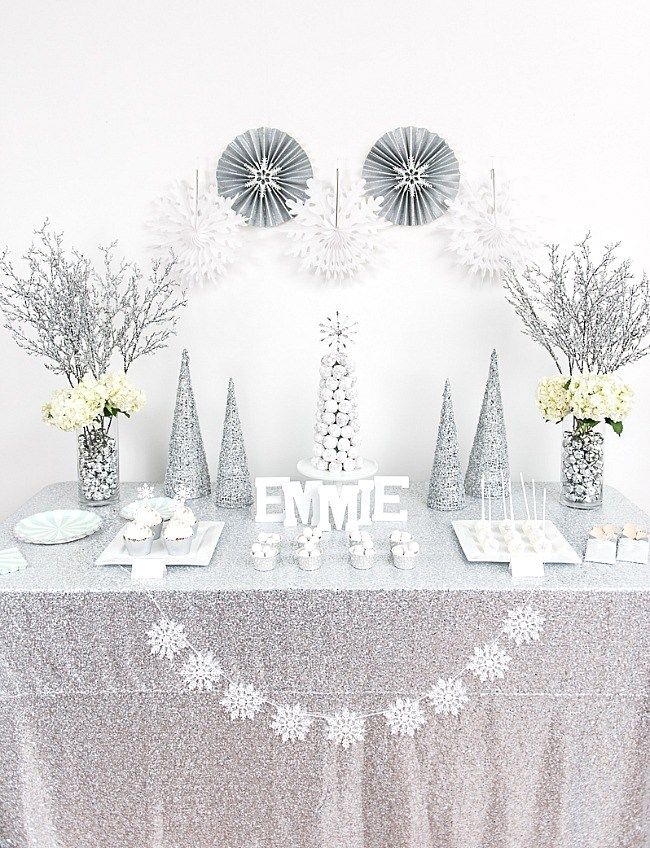 winter baby shower white christmas theme decoration