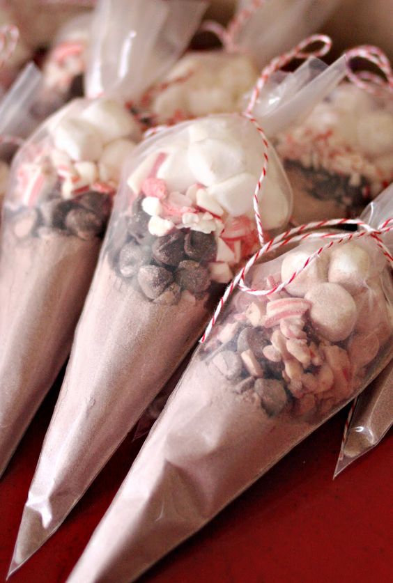 winter baby shower cocoa favors