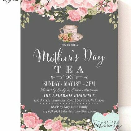 mothers day baby shower pink roses invite