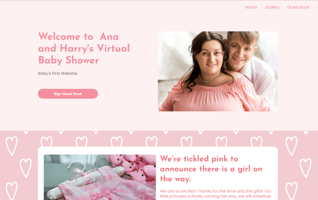 webbabyshower theme pink hearts