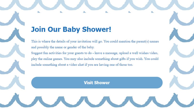 WebBabyShower invitation blue wave theme