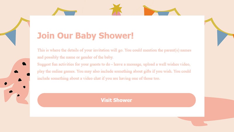 WebBabyShower invitation party animals pink theme