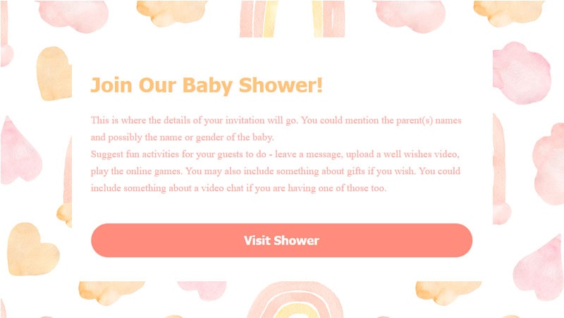 WebBabyShower invitation watercolor rainbow theme