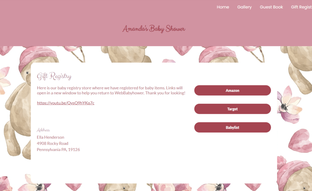 WebBabyShower registry page
