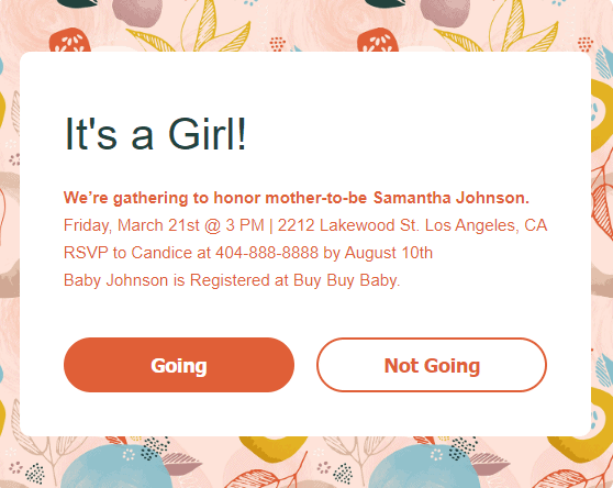 WebBabyShower botanical bush theme rsvp
