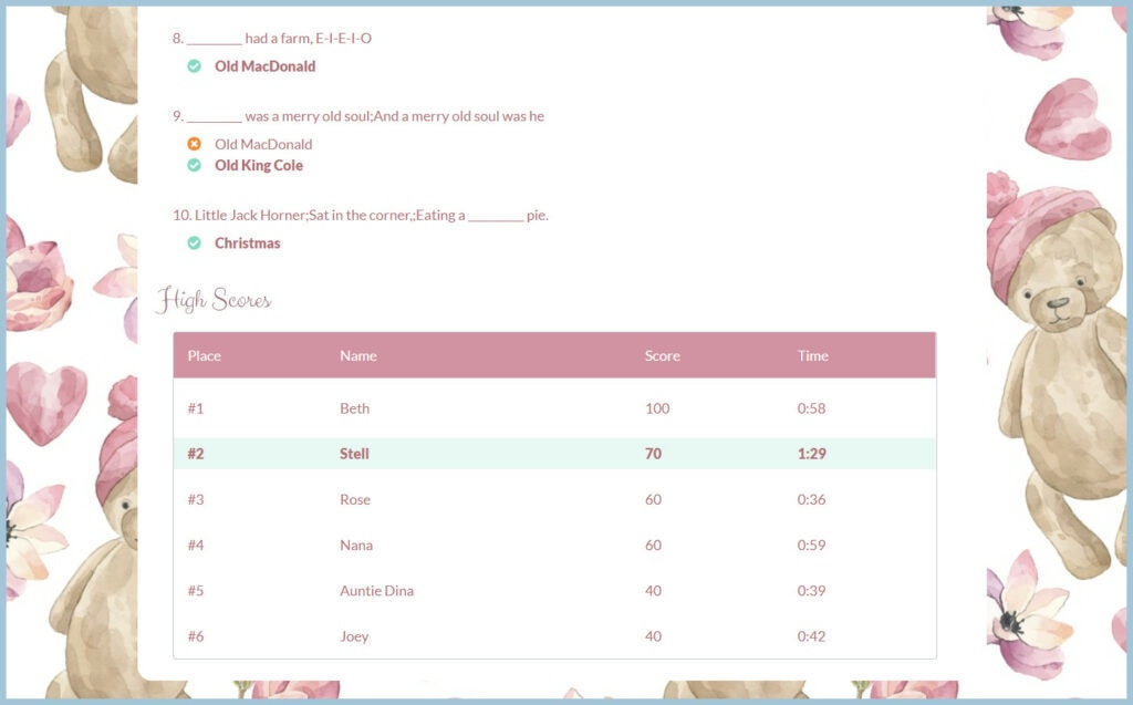 WebBabyShower game page