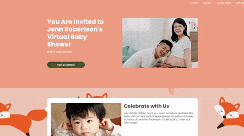 WebBabyShower shower website all features gif