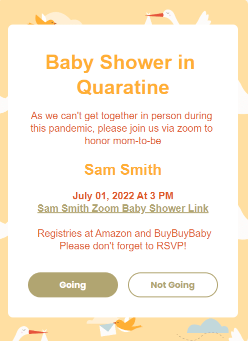 webbabyshower invitation for quarantine baby shower storks theme